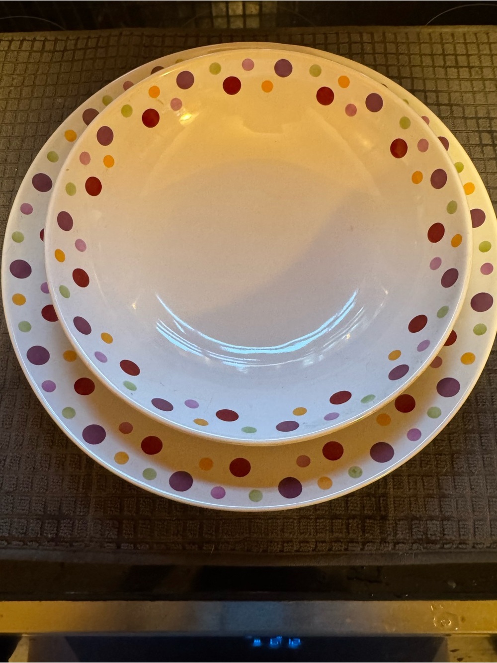 2x PAMPERED CHEF POLKA Dot Bowl Set - White with Multicolor Dots